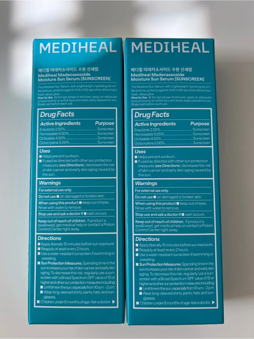 MEDIHEAL Madecassoside Moisture Sun Serum US FORMULA - Bundle of 2